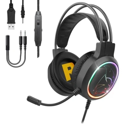 Imagen de Empire Gaming 2024 Icarus S17 Auriculares para Juegos RGB PS5, PS4, Xbox One/Series, PC, Mac, Smartphones, tabletas Mando a Distancia Micrófono felxible Negro