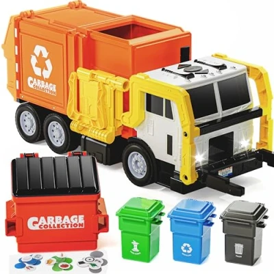 Imagen de JOYIN Juguete para Niños a Partir de 3 años, Camión Basura Tracción Fricción Grande 16 Pulgadas con Luces y Sonidos, Bote Carga Frontal, Regalo