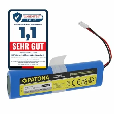 Imagen de PATONA 6738 Batería para Robot Aspirador Universal (2600mAh) Compatible con Ecovacs Deebot DF45 DF43 Ilife V3 Plus V3s Pro V50 V5s V8s X750 ZACO V3sPro V4 V5sPro V5x V6 V80 V85 etc.