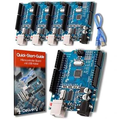 Imagen de AZDelivery 5 x Microcontrolador ATmega328P Tarjeta Placa de Desarrollo con Cable USB E Book Incluido!