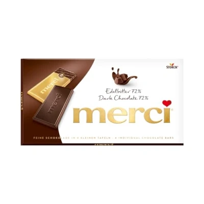 Imagen de Merci chocolate negro 72%, 4 mini barras de 100gr