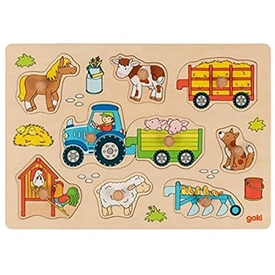 Imagen de GOKI Encaje Tractor con remolques Juguetes para apilar y Encajar, Color (Multicolor) (57468)