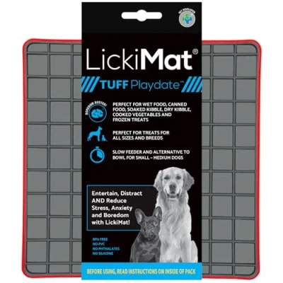 Imagen de LICKIMAT Tuff Tapete para lamer de Comida Lenta Perros, Resistente Jugar, Reducir la ansiedad por aburrimiento Alimentos, golosinas, Yogur o Mantequilla maní, Alternativa