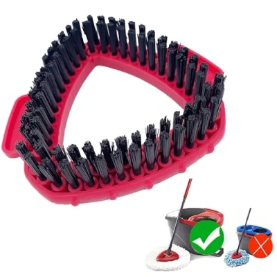 Imagen de cabezal de cepillo para fregona Vileda, giratorio y juegos cubos, repuesto triangular cerdas duras mopa turbo Vileda baño cocina