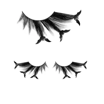 Imagen de Fiestas GUIRCA Pestañas Murciélago para Mujer Maquillaje y Accesorio de Disfraz Halloween Gata Postizas Make Up Gótico Negro