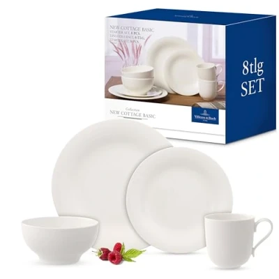 Imagen de Villeroy &amp; Boch New Cottage Basic Juego de mesa, Set 8 piezas, Porcelana Premium, Blanco