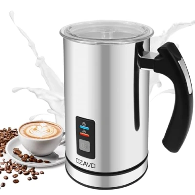 Imagen de OZAVO Espumador de Leche Automático Batidor Eléctrico 500W Vaporizador y Calentador 150ML/240ML Hace Espuma en Caliente/Frío, Protección Contra sobrecalentar 304 Acero Inoxidable