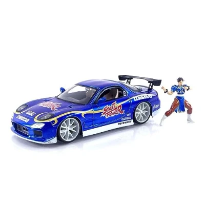 Imagen de Jada Street Fighter II, Chun Li, Mazda RX 7 de 1993, Escala 1:24 , en Metal, Giro Ruedas, Apertura Puertas y Figura Li (253255062)