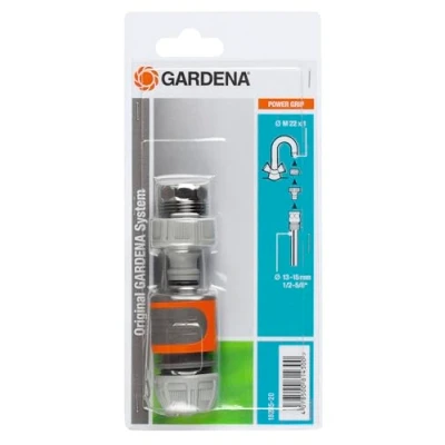 Imagen de Gardena 18285 20 Kit de conexión triple Para grifos cocina y mangueras Ø int. 13 15 mm, Contenido: 1 x 2906, 18201, 18215, Gris, Naranja, 30 cm
