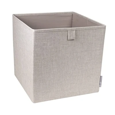 Imagen de Bigso Box of Sweden cubo de tela para la estantería o el armario Amplio organizador ropa, juguetes, material oficina, etc. Caja plegable poliéster y cartón beige