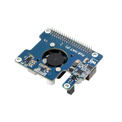 Imagen de Waveshare PoE Hat (F) for Raspberry Pi 5, 802.3af/at Compliant, Power Over Ethernet Expansion Board with Metal Heatsink,Onboard Cooling Fan