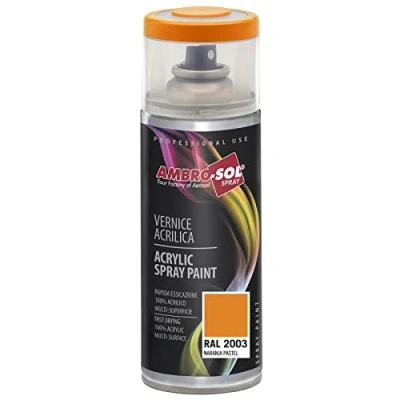 Imagen de AMBRO SOL Pintura acrílica en spray, color Naranja Pastel, RAL 2003, resultado profesional múltiples superficies, exteriores e interiores, 400 ml