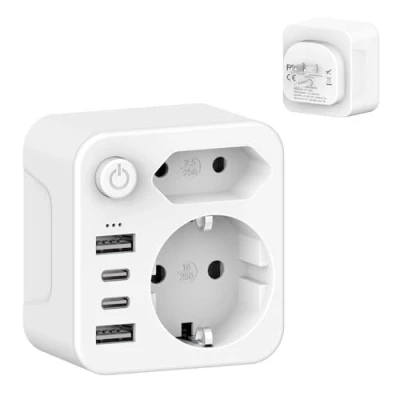 Imagen de adaptador de enchufe Estados Unidos, viaje para Tailandia, con 2 USB, USB C (3,4 A), tipo B Canadá