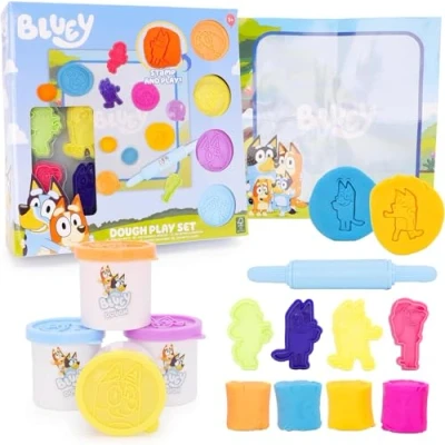 Imagen de Toyland® Juego de Actividades Masa Azul 10 Piezas: 4 masas, 1 Rodillo, Sellos y Pantalla Que se Puede Limpiar Juguetes para Manualidades