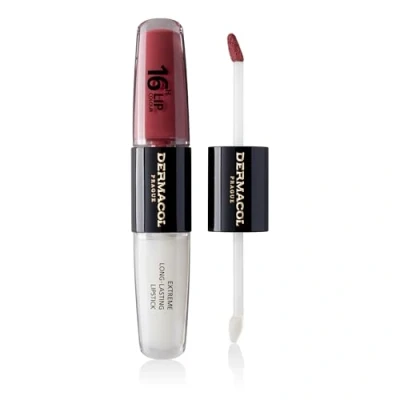 Imagen de NUEVO Dermacol Color Labial 16 Horas, Brillo de Alta Pigmentación, Bifásico, Maquillaje a Prueba Besos con Acabado Mate y Brillo, no. 35, Sugar Plum