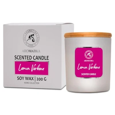 Imagen de Vela Perfumada de Limón Verbena 200g Cera Soja con Aceite Esencial Aromaterapia Aroma Relajante Fragancia para Hogar Idea Cumpleaños Navidad