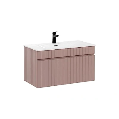 Imagen de Mueble de Lavabo 100 cm Iconic Rose, Colgante, encimera o Incluido, Color Rosa Mate (con Lavabo)