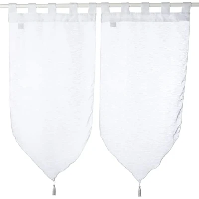 Imagen de Douceur d&#039;Intérieur 2 Net Cortinas de Gasa 45/90 con Estampado Lunares Color Blanco, Tela, 90 x 45 cm
