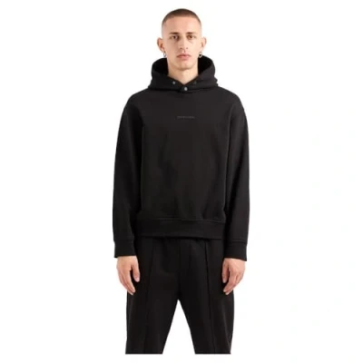 Imagen de Armani Exchange Small Front and Back Cotton French Terry Hooded Sweatshirt Sudadera con Capucha, Negro, L para Hombre