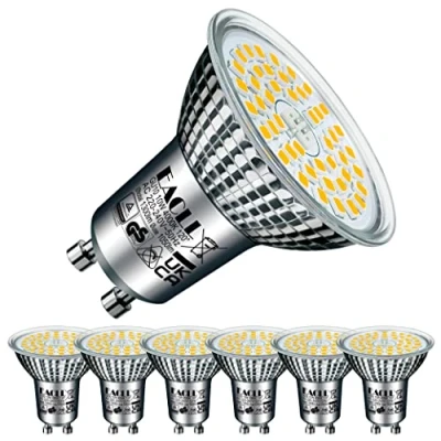 Imagen de EACLL Bombillas LED GU10 Blanco Neutro 4000K 10W Reemplaza 140W Halógena, Pack de 6, Focos Sin Parpadeo AC 230V, 1050 Lúmenes 120 Spotlight, Lámpara Reflectora, No Regulable