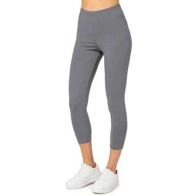 Imagen de Merry Style Leggins Deportivos para Mujer Pantalones Piratas Suaves Elásticos Leggings de Algodón 3/4 Mallas Confortables MS10 199 (Gris, XL)