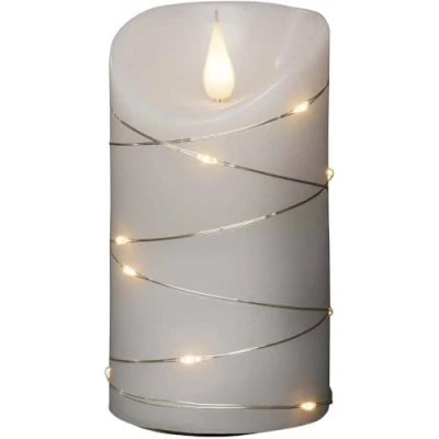 Imagen de Konstsmide Velas con pilas 3D, funciona pilas, vela de llama móvil parpadeante, cera real, 4 u 8 horas, función temporizador, 21,5 x 10 cm, color blanco cálido