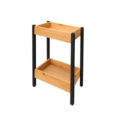 Imagen de LIN HOME Estantería con 2 Estantes de Madera y Metal 25x15x37.5cm Mueble Auxiliar Multiuso para Almacenaje, Ideal Baño, Cocina, Dormitorio
