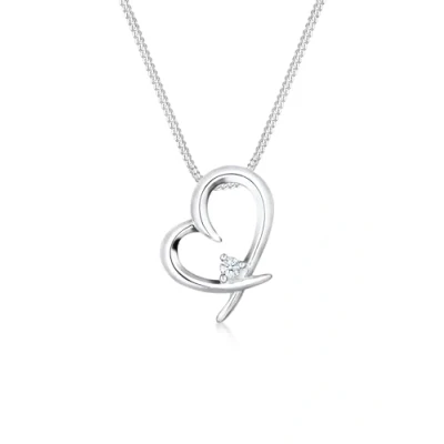 Imagen de Elli DIAMONDS Collar Mujeres Colgante de Corazón Simple con Diamante (0,03 ct.) en Plata Ley 925