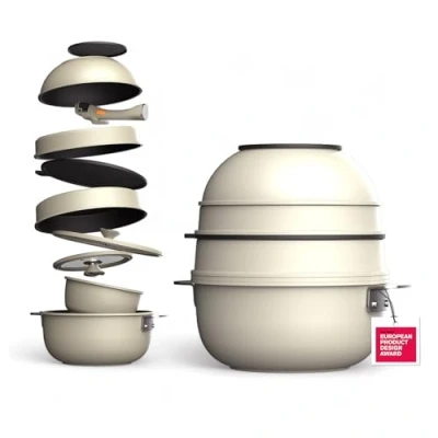 Imagen de MasterPRO SHARE &amp; PLAY, Juego de Utensilios Cocina Apilables 10 piezas, Mango Desmontable, Ahorra espacio, Fundición Aluminio, Recubrimiento Antiadherente CERATECH, Regalo Optimo