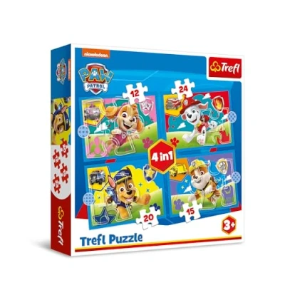 Imagen de Trefl Paw Patrol, Los Perritos Corriendo Puzle 4en1, 4 Rompecabezas, de 12 a 24 Piezas Distintos Grados dificultad, Entretenimiento Creativo, Juego para niños Partir 3 años
