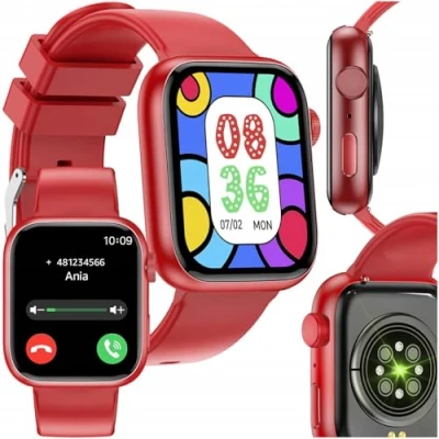 Imagen de FOREVER Smartwatch IGo Watch 3 Rojo Reloj Inteligente Mujer y Hombre 1.83&quot; Deportivo con Podómetro Monitor de Presión Arterial Sueño Android iOS Resistente al Agua IP67