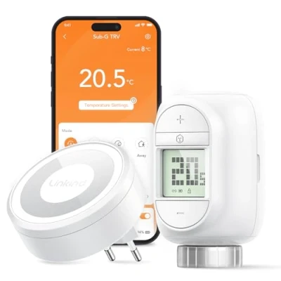 Imagen de Linkind Válvula Termostato de Radiador WiFi Inteligente con Sub G Hub, Termostático Calefacción Programable por Aplicación, Compatible Alexa/Google Assistant