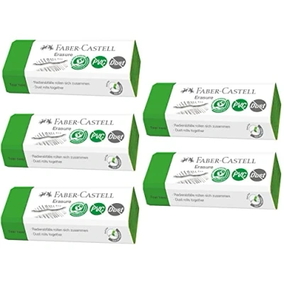 Imagen de FABER CASTELL 187250 Goma de borrar Erasure, sin PVC, polvo, verde, 5 unidades