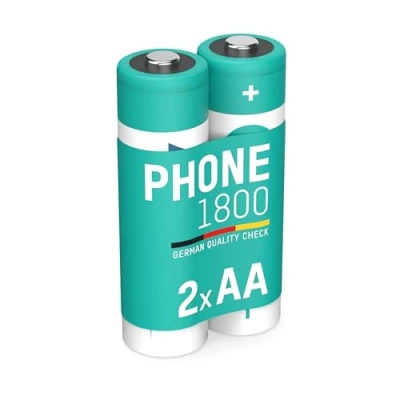 Imagen de ANSMANN Mignon AA LR06 Lote de 2 baterías Recargables para teléfono (1600 mAh, 1,2 V, NI MH, Ideal teléfonos DECT, inalámbricos, vigilabebés y Repuesto)