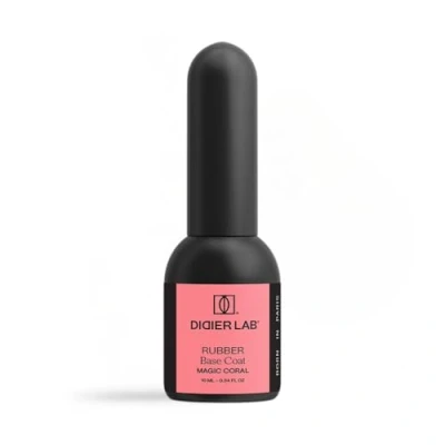 Imagen de Didier Lab Premium Base Rubber para Uñas Magic Coral Libre de HEMA y TPO UV LED Esmalte Semipermanente Rosa Coat Pintauñas Gel Permanentes Lampara 10ml