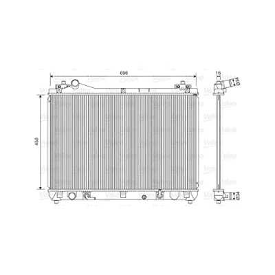 Imagen de VALEO 701592 Radiador, refrigeración del motor Aluminio 698 450 16 sin regulador de refrigerante Aletas soldadas
