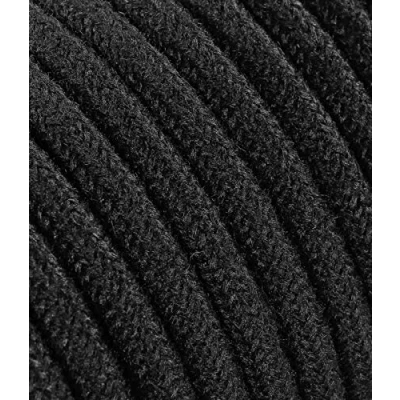 Imagen de Cable eléctrico redondo/redondo revestido de tela, color negro, algodón, sección 2 x 0,75 (10 metros)