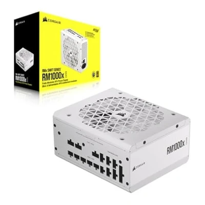 Imagen de CORSAIR RM1000x SHIFT Fuente de alimentación ATX totalmente modular 80 PLUS Gold 3.0 PCIe 5.0 Zero RPM Interfaz lateral Blanco