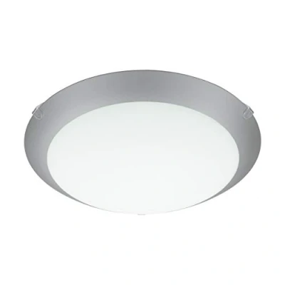 Imagen de EGLO Mars 1 Plafón de techo foco, lámpara pared y acero cristal blanco satinado con borde plateado, casquillo E27