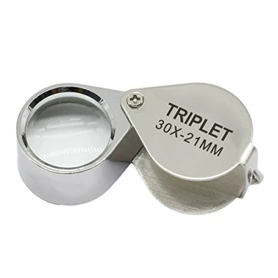 Imagen de Poche bijoutier Eye Loupe, passant de verre Loupe Corps en métal pour bijoux, pièces monnaie, timbres, Antiquités (30 x 21 mm, Argent)
