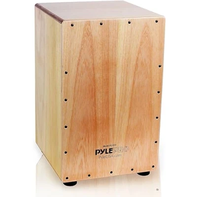 Imagen de Pyle Cajón de Percusión, Caja Acústica Madera Abedul, Cuerdas Guitarra Ajustables, Sonido Profesional, Compacto, Pies Antivibración, Ligero 5kg, Ideal para Todas las Edades