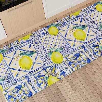 Imagen de PETTI Artigiani Italiani Alfombra para Cocina Antideslizante y Lavable, 52 x 340 cm, diseño Vietri 01, 100% Fabricado en Italia