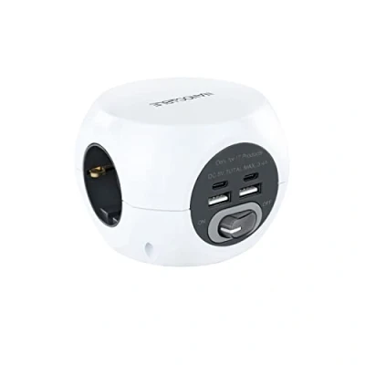 Imagen de REGLETA NANO CABLE 10.37.0001 3TOMAS+4USB C/INTERRUPTOR BLANCO