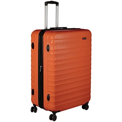 Imagen de Amazon Basics Maleta de viaje rígidaa giratoria, 78 cm, grande, Naranja fuerte