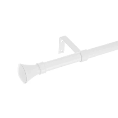 Imagen de LOLAhome Set de Barra Cortina Extensible 160 a 300 cm, 2 escuadras y terminales Blanco Metal