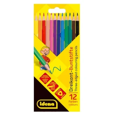 Imagen de Idena 20133 lápices de Color en 12 Colores, sin Madera Forma Triangular ergonómica, embalados Caja cartón