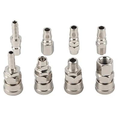 Imagen de 8 piezas 1/4 &quot;conexiones rápidas neumáticas, conector de enchufe rápido para compresor manguera aire neumático