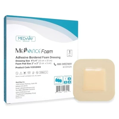 Imagen de MedVanceTM Espuma: apósito adhesivo de espuma hidrofílica con borde 10 cm x (almohadilla 5 cm) Caja apósitos