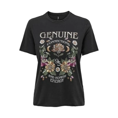 Imagen de Only Onllucy Reg S/S Top Jrs Noos, Negro/Estampado: Genuino, Mujer, L