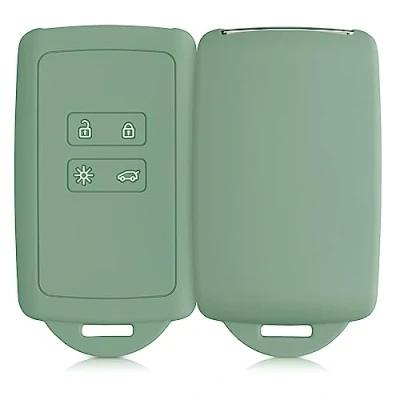 Imagen de kwmobile Funda de Silicona Compatible con Renault Llave Coche Smart Key 4 Botones (Solo Keyless Go) Carcasa Protectora para Llavero Case Mando Auto Verde Porcelana